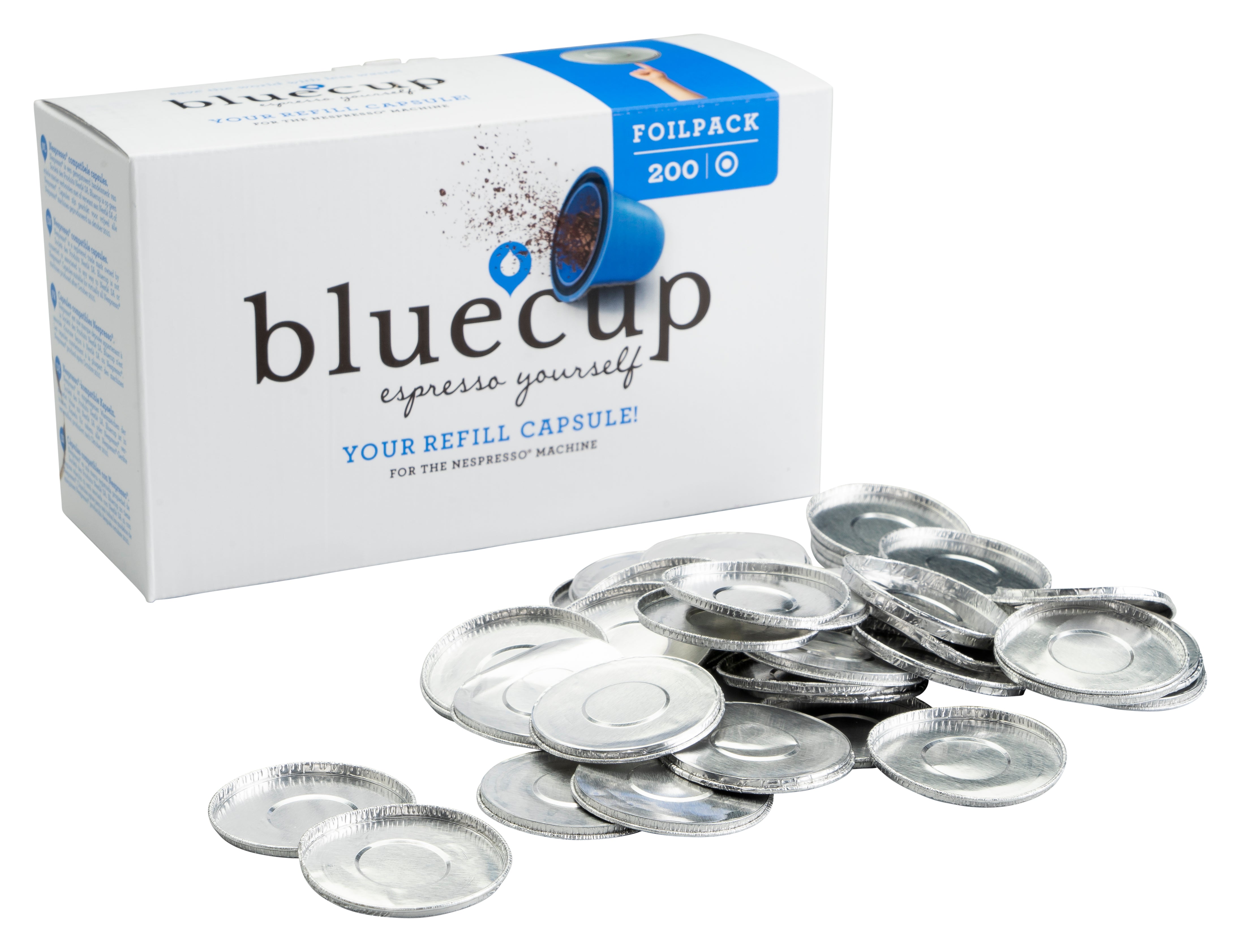 Bluecup Foilpack Fill THe CApsules with your favourite coffee