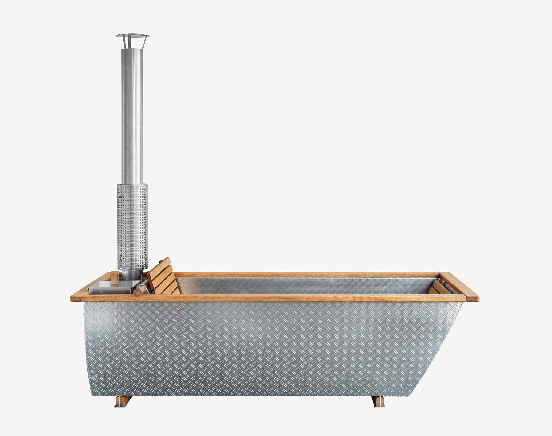 Bohemen a wood fired hot tub made from aluminum and oak Hikki