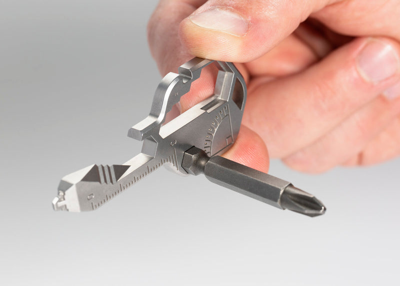 Geekey Keychain Multitool UK fitted with quarter in  screwdriver bit