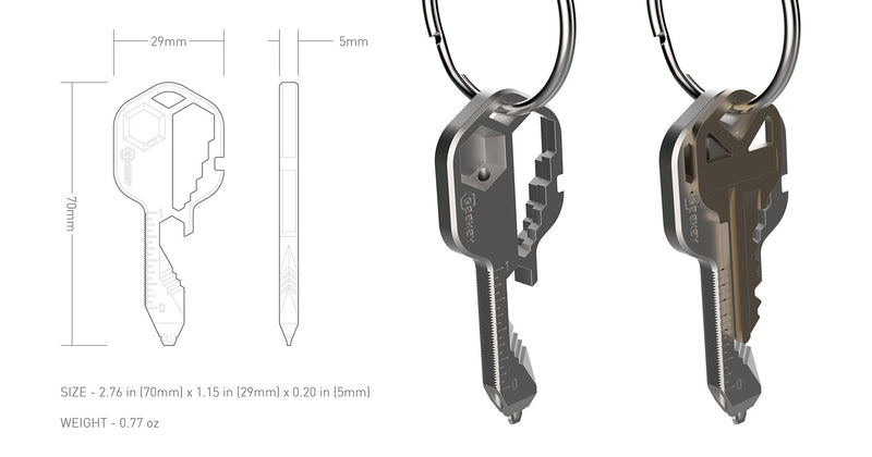 Geekey Keychain Multitool UK dimensions : 70mm x 29mm x 5mm