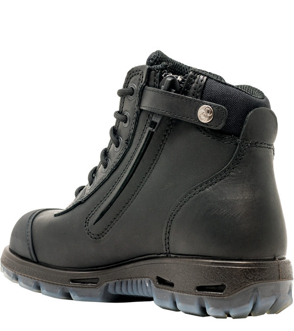 Redback Cobar Lace/Zip up Safety Boots | Black USCBZS side view