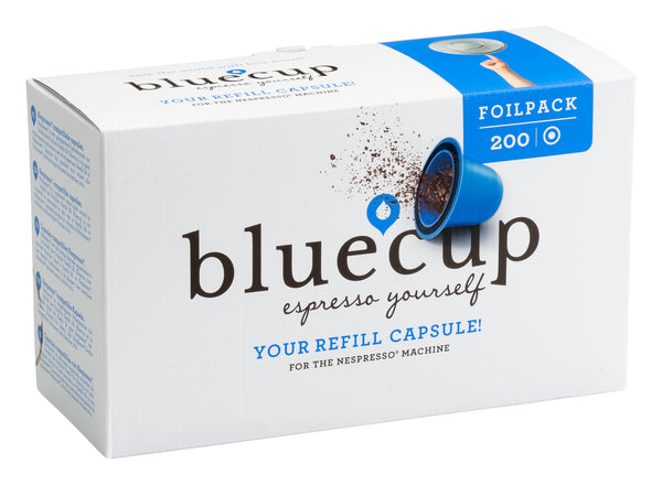 Bluecup Foilpack Fill THe CApsules with your favourite coffee