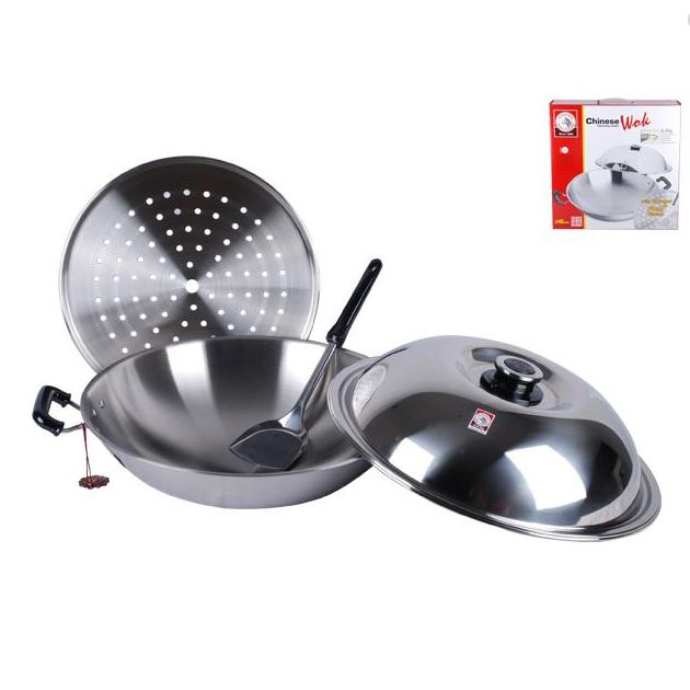Zebra Head Oriental Wok with Steamer