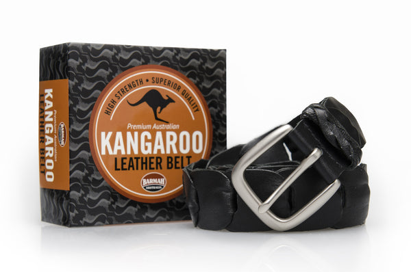 Barmah Kangaroo Leather Belt Handmade UK Bushgear Black